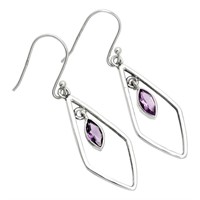 Sterling Silver Amethyst Dangle Earrings