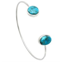 Silver Natural Turquoise Morenci Mine Bracelet