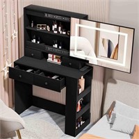 Vanity Desk with Lighted Mirror  Black