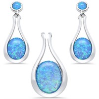 Sterling Silver Blue Opal Creation Set