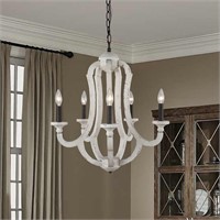 $196  5-Light Chandelier  Distressed White