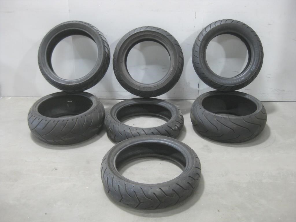 Seven Various Motorcycle Tires See Info