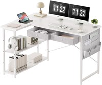 $86  39 White Corner Desk with Drawers & Shelves