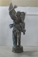 8 Foot Tall Wood Carved Saint Michael Statue