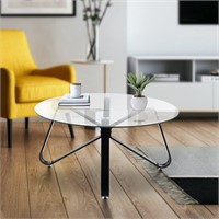31.5in Glass Round Coffee Table  Tempered Top