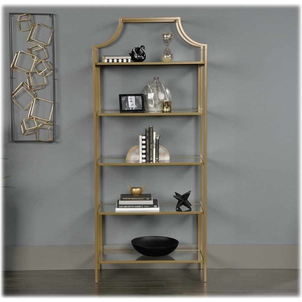 Sauder Lux 5-Shelf Bookcase - Satin Gold