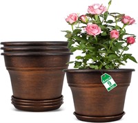 $25  4 Pack  9 Plastic Flower Pots  Copper