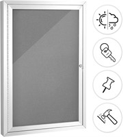 Lockable Gray Bulletin Board 36x24 inches