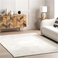 $116  nuLOOM Loni Shag Area Rug -White/Ivory 5x8