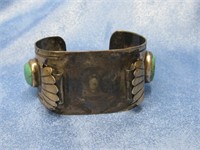 Old Pawn Sterling Silver Turquoise Watch Cuff See
