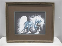 Signed Framed Spirit Horse Silk Screen See Info