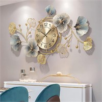 $110  37 Inch Ginkgo Leaf Metal Wall Clock 37x20in