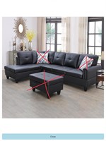 Black Faux Leather Sofa.