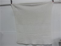 38"x 48" White Crochet Afghan
