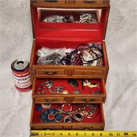 Vintage Jewelry Box Filled With Costume & Fashion