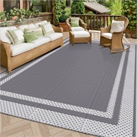 HappyTrends Outdoor Rug 5'x8'  White&Gray