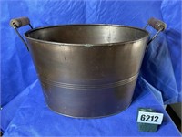 Copper Look Oval Metal Pot w/Wood Handles,