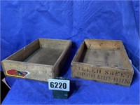 2 Vintage Wood Boxes, 7.5"W X 11"D X 2.5"T