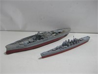 2 Plastic Military Ship Models Longest 17" See