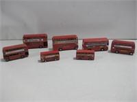 7  Double Decker Toy Buses Corgi, Budgi Toys