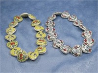 Two Asian Themed Ceramic Heart Necklaces