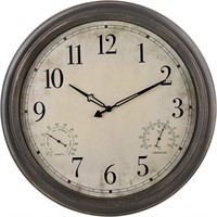 $45  18' Retro Clock  Thermometer - Dark Bronze