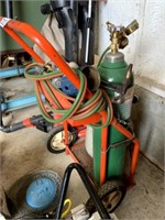 Oxygen/acetyline cart with bottles, gauges, torch
