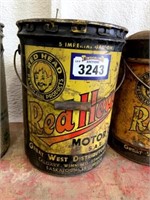 Antique Metal Red Head 5 Gallon Oil Pail with
