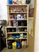 Woodshelf of automotive fluids, chemicals etc