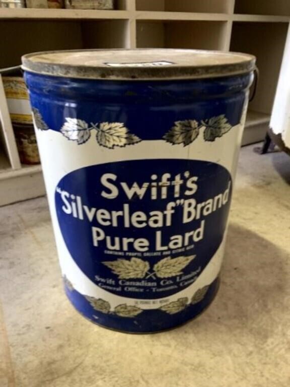 Antique Swifts 50 lb Silverleaf Lard Pail with lid