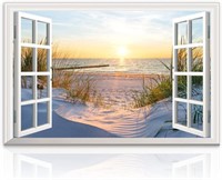 $50  Fake Window Sunset Beach Decor 36x24x1Pcs