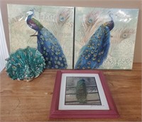 (4) Peacock Decor Items