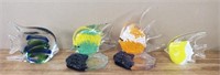(4) Colorful Blown Glass Fish Figurines