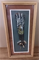 Framed Hand Painted Feather Artwork