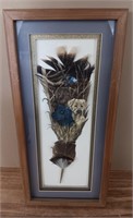 Framed, Hand Painted Feather Artwork