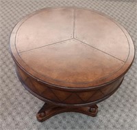 Jansen "Leather Top" Round Drum Table