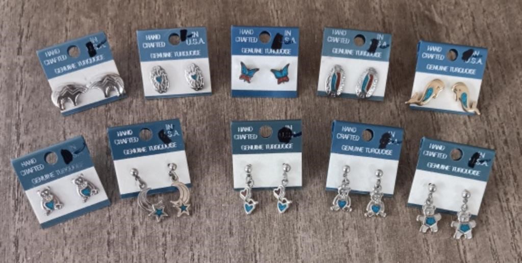 Assorted Hand Crafted Turquoise Earring Sets
