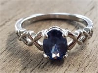 Blue Sapphire Faceted Ring