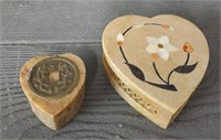 (2) Soap Stone Hart Ring Boxes