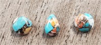 Set of 3 Copper Oyster Turquoise Cabochons