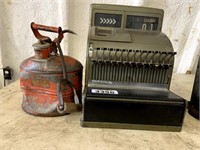 Antique Cash Register, bale hook, and