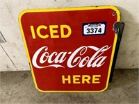Enamel Coca-Cola double sided display mount sign