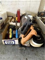Boxes of Pipline tape, hacksaw, o-rings, and