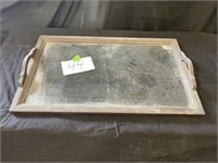 Glass and Wood Serving Tray