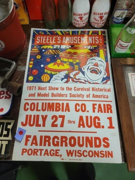 Steele's Amusements Portage WI Poster Clown