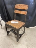 Child's Wooden and Metal School Seat