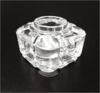 Art Deco Clear Glass Square Round Edged Inkwell