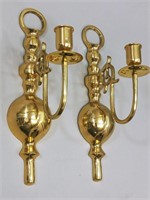 2 Italian  Brass Arm Wall Sconces Candleholders