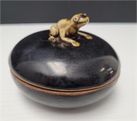 Pottery Frog Trinket Box w/Lid