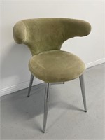 Art Deco Style Green Velour Steel legged Chair